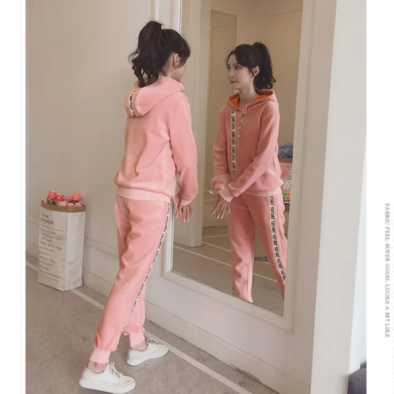 Voobuyla Winter Sport Suit Women Tracksuits Hooded Pullover Top Shirts Running Set Jogging Suits Sweat Pants 2pcs Sportswear XXL | Спорт и