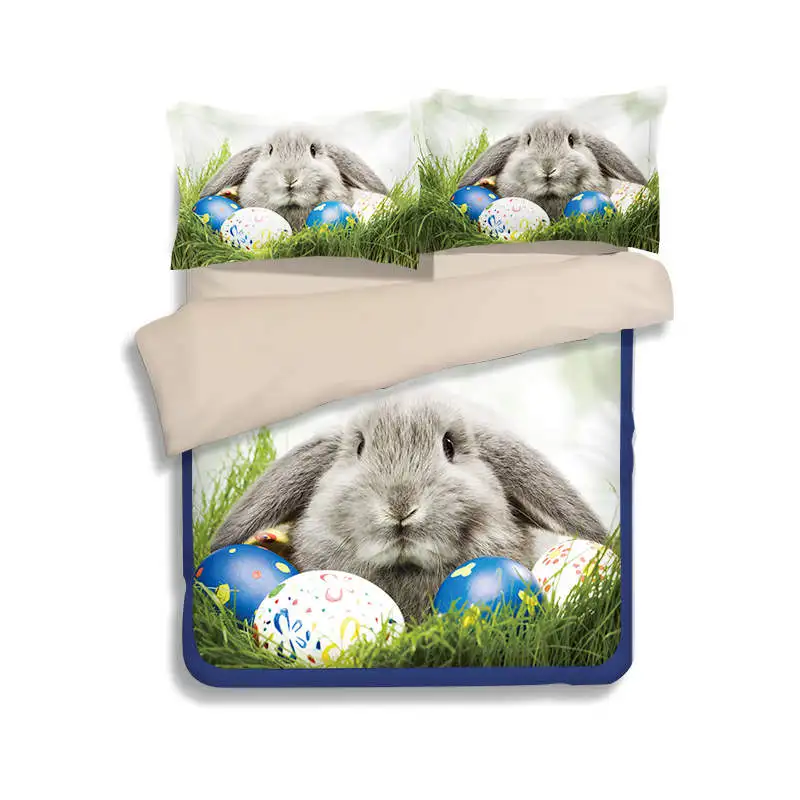 Комплект постельного белья из 3 предметов с 3D-принтом кролика | Дом и сад