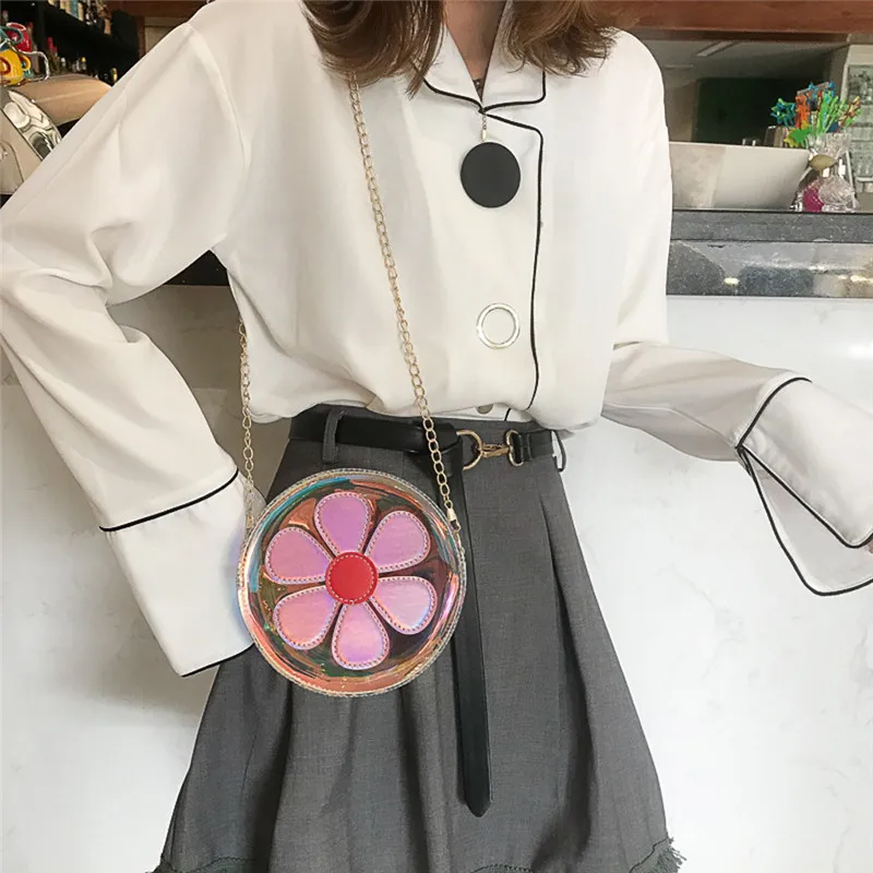 Женская сумка через плечо Повседневная прозрачная на с цветочным принтом