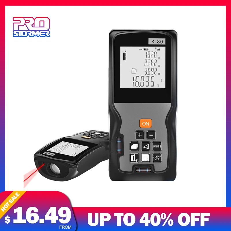 Prostormer цифровой лазерный дальномер 40 м 60 80 100 120 измерения расстояния USB и AAA * 2