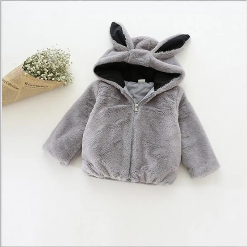 Детское пальто с искусственным кроличьим мехом Новинка 2019 года милое осенне