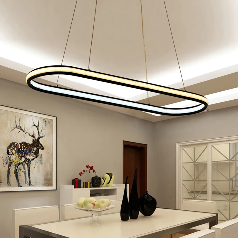 Length 1200mm Modern Led Hanging Chandelier For Dining Kitchen Room Double Glow Suspension luminaire Chandeliers | Лампы и освещение