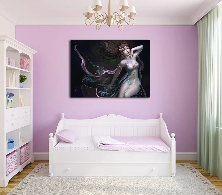 A1370 Сексуальная городская девушка голый аниме пейзаж с фигурой. HD Печать на
