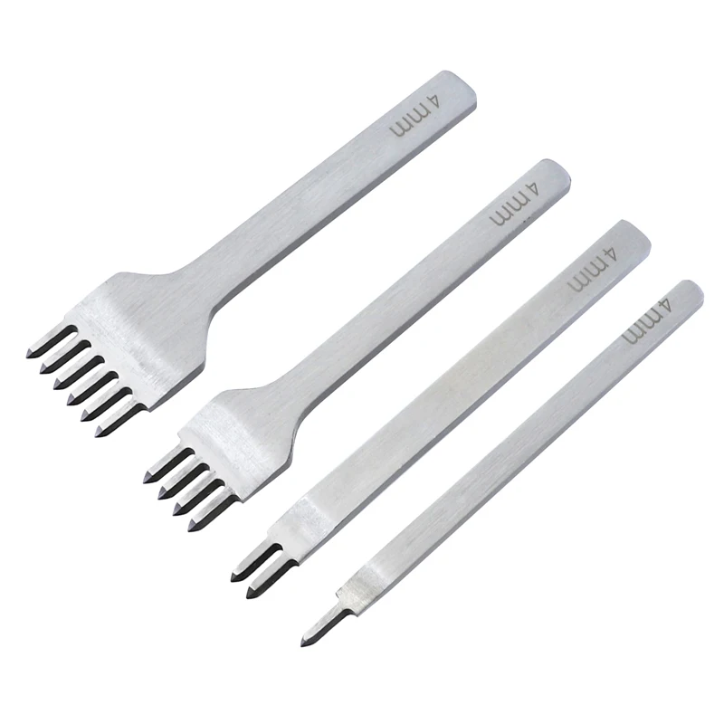 4mm-1set 4 мм кожи дыроколы HSS алмазные прокалывания пробивание шить DIY ручной работы кожаные рабочий инструмент для генерирования 1/2/4/6 зубцами - Цвет: 4mm-1set