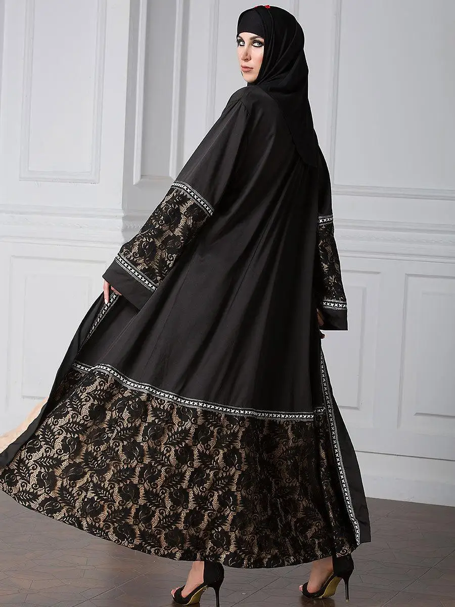 Abaya Дубайский мусульманский женский кимоно кафтан открытый передний кардиган
