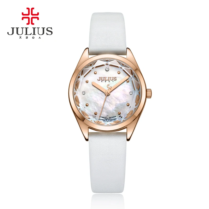 Женские кварцевые часы JULIUS роскошные розового золота с квадратным каблуком