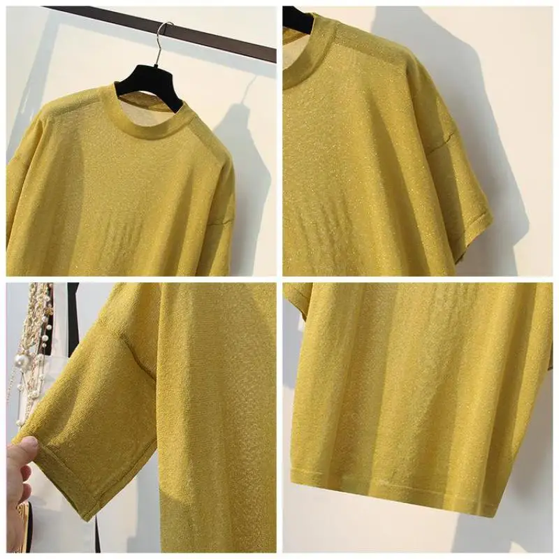 Шикарные вязаные футболки Свободные повседневные пуловеры желтые белые синие