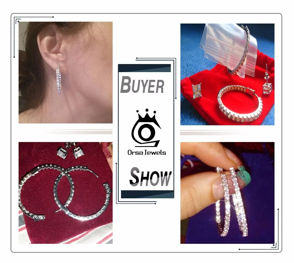 ORSA JEWELS Элегантное платиновое покрытие, круглые серьги из серебра вымощена AAA австрийский кубический цирконий свадьба ювелирные изделия OE137