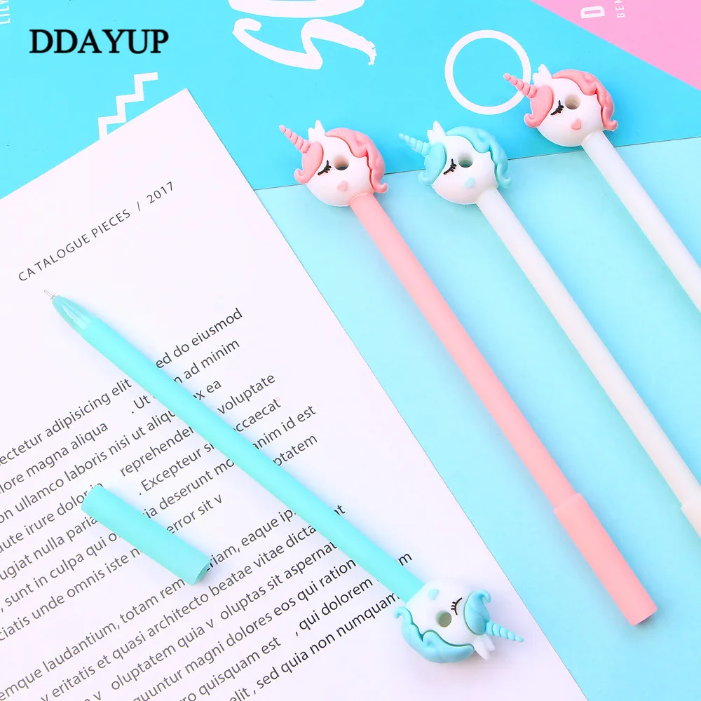 2 шт./партия 0 5 мм каваи Единорог пончик мультфильм гелевая ручка сувенир