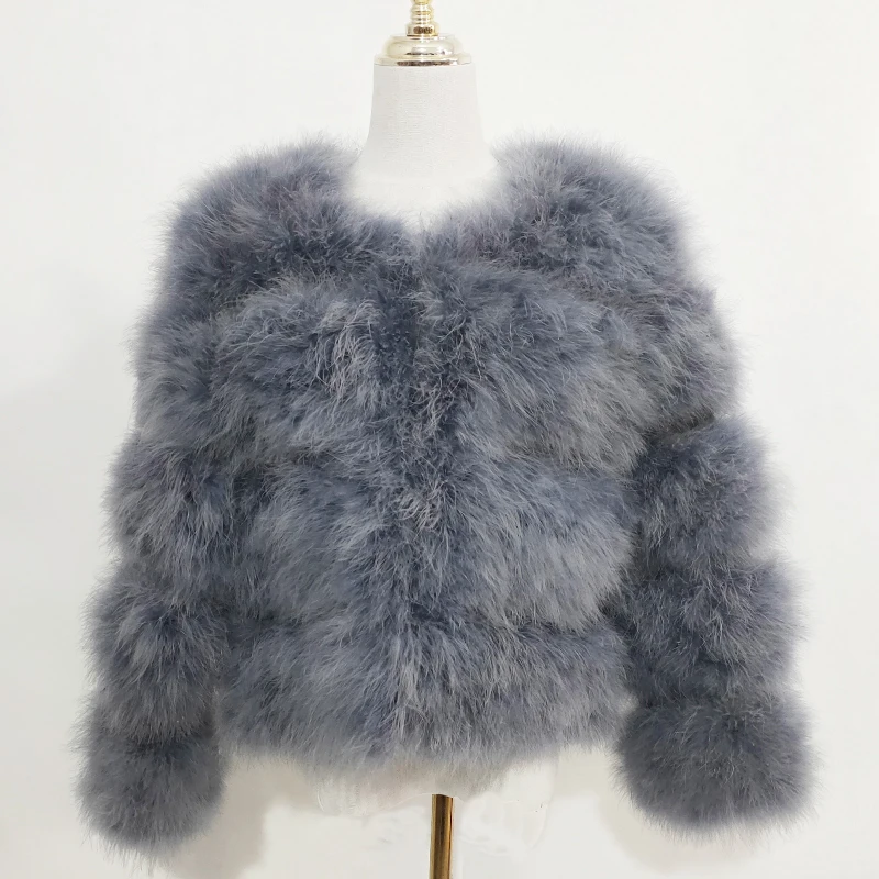 newowlbie Sexy ostrich hair turkey leather fur coat plus leather women's jacket genuine down short  jacket retail / wholesale