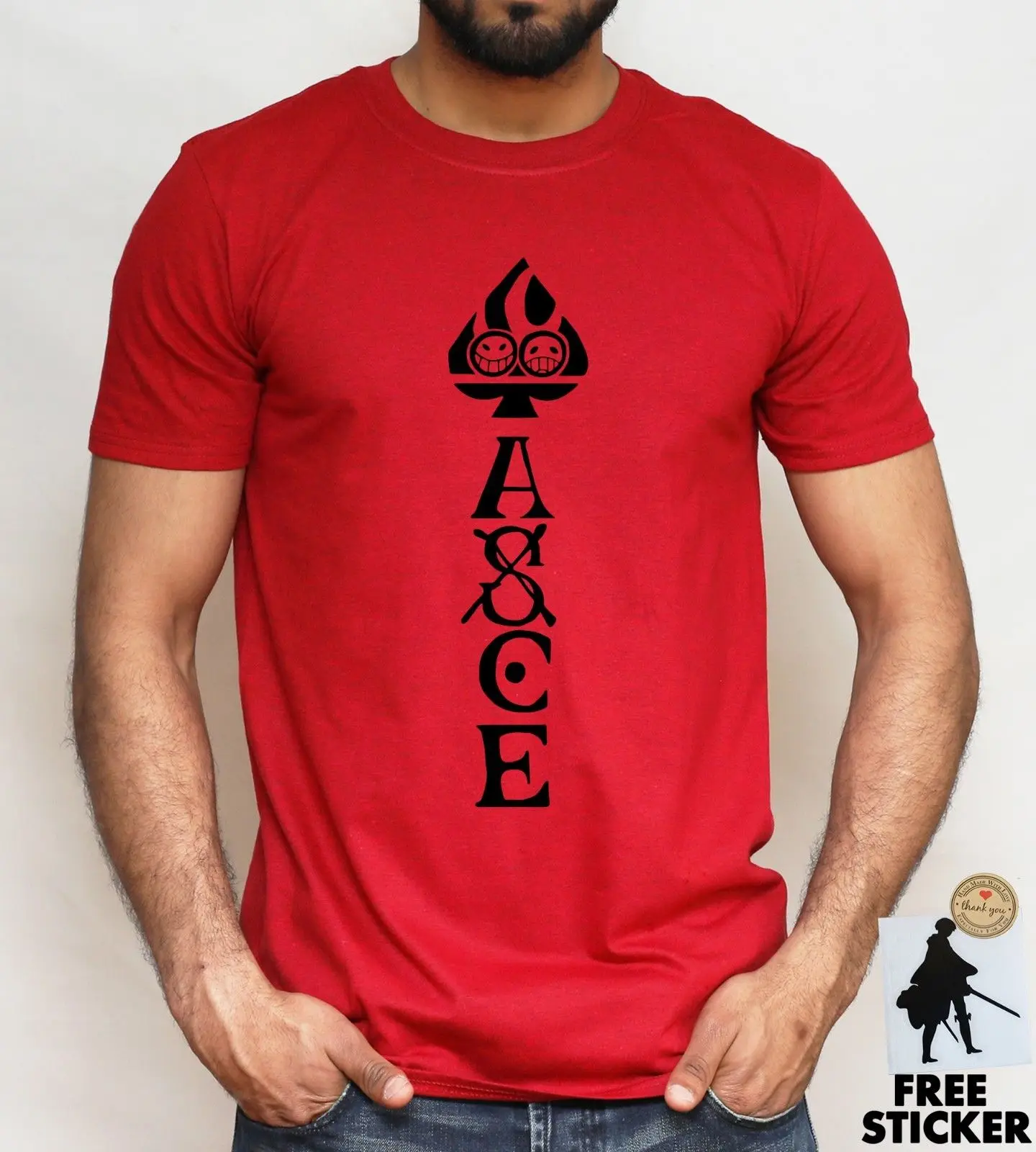 Цельнокроеная футболка Ace Logo Луффи белая борода пираты аниме Манга подарок Топ
