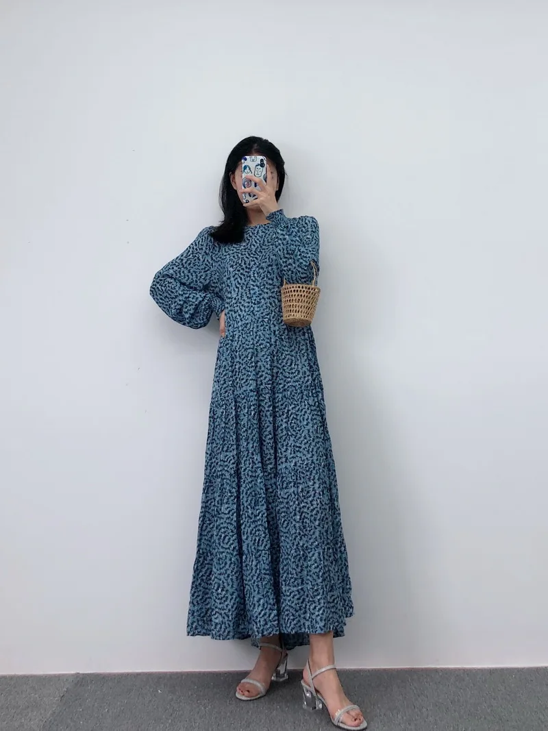 Женское длинное легкое осеннее платье новинка 2019 Модные свободные современные