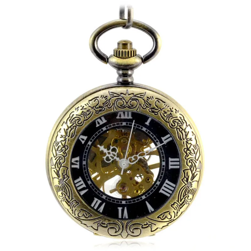 Мужские автоматические механические карманные часы-скелетоны в стиле стимпанк |