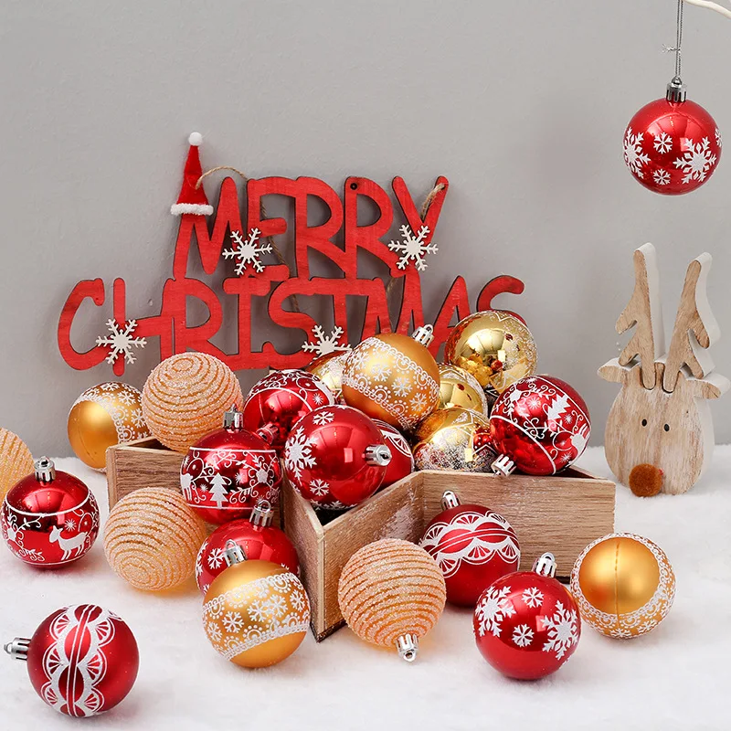 

Christmas Decorations 6cm24 Gold Red Color Ball Package Christmas Tree Pendant Decoration Ball