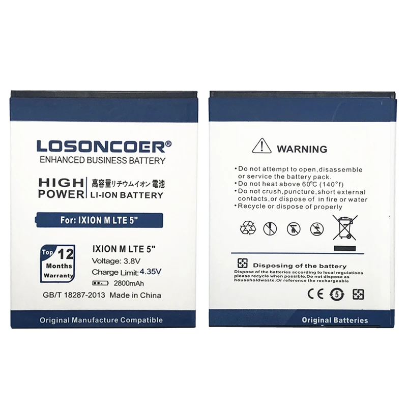 LOSONCOER 2800 мАч IXION M LTE 5 дюймов для DEXP Аккумулятор телефона большой емкости ~ в