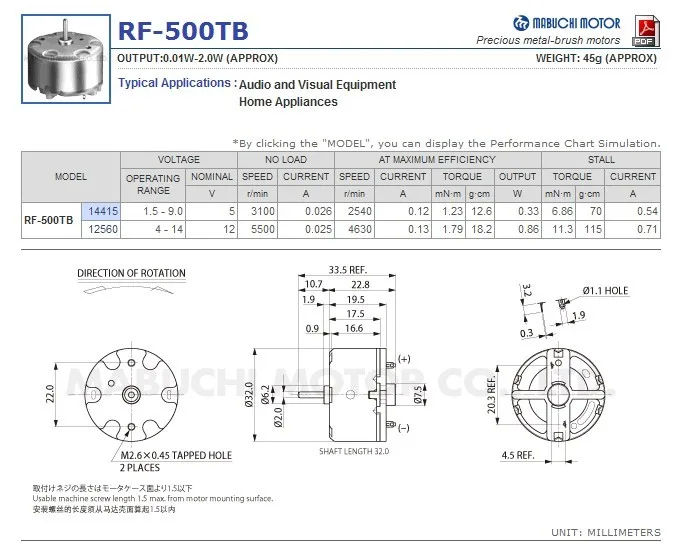 Двигатель редуктора постоянного тока с (RF 500TB 12560) двигатель бытовой техники (3 В 8