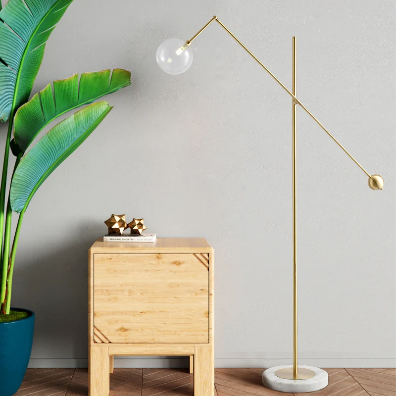 Современная Скандинавская медная Напольная Лампа для гостиной стоящая лампа