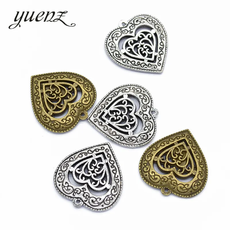 YuenZ 3 шт. античное серебро цвет сердца Очаровательные Подвески для браслета
