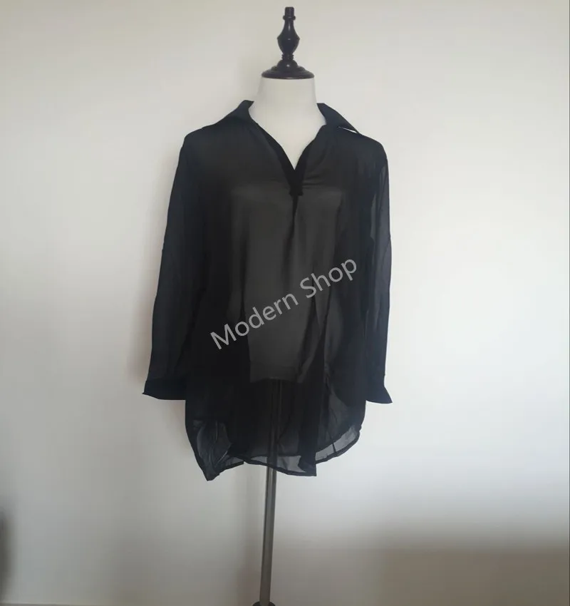 

Nice Vogue Chiffon Blouse Casual Blouse Style Full Sleeve V Neck Sexy Women Shirts Feste De Vestidos