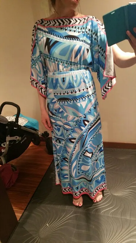 Европейская мода женское синее эластичное платье макси с геометрическим принтом