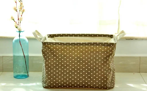

38*26*26 CM Large Storage Baskets Fresh Small Dot Cotton Clothes Floor Storage Baskets Sundries Folding Storage Box
