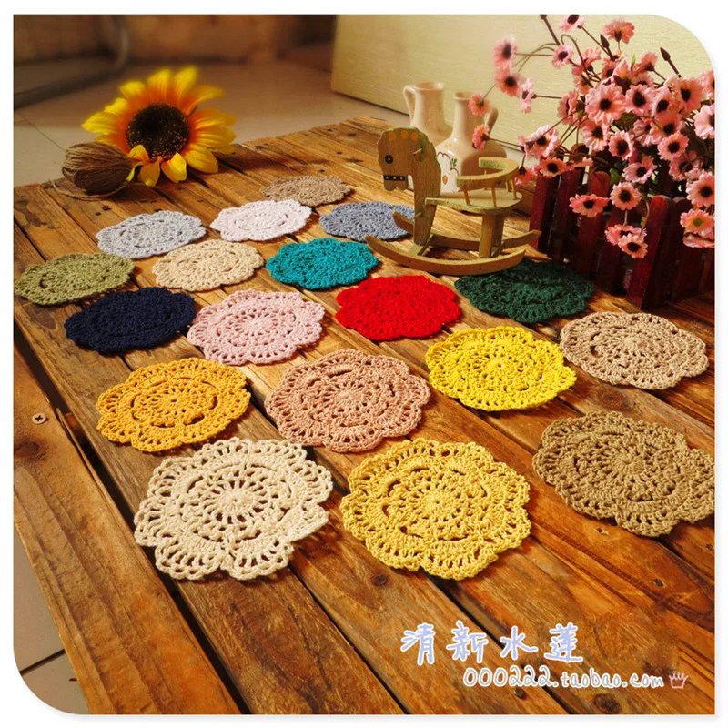 Новая мода 50 рис/лот 10 см красочные крохт крюк ткань войлочные Кружева Цветы doily для столовой украшение свадебного стола