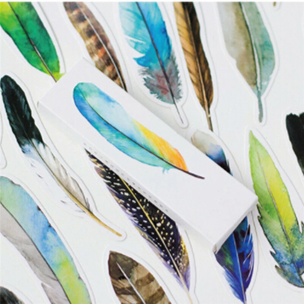 30 шт. креативная бумажная Закладка школьные принадлежности красочные птицы перо