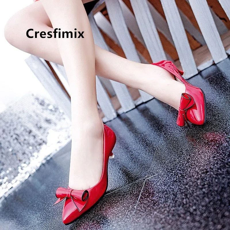 Cresfimix chaussures plates femmes/женские классические белые офисные туфли из искусственной