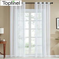modern plain white sheer curtains for living room bedroom voile tulle window curtains for kitchen grommet pencil pleated hooks