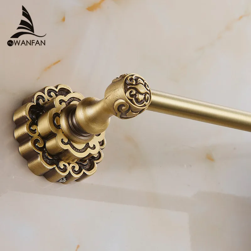 Ретро резная настенная Античная латунная одинарная вешалка для полотенец