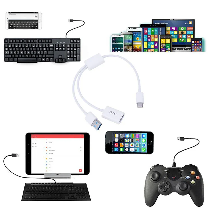 2-в-1 Type-C папа к USB 3 1 Мужской Женский OTG кабель для зарядки данных провод HSJ-19 |