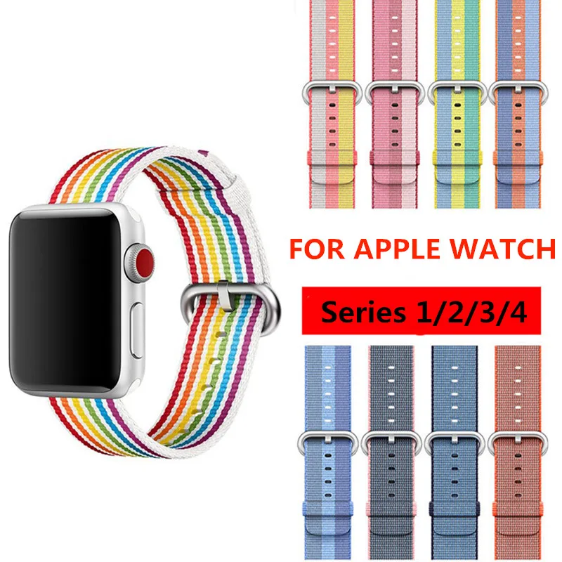 40 мм 44 тканый нейлоновый ремешок для Apple Watch 4 тканевый полосатый браслет Ремешки
