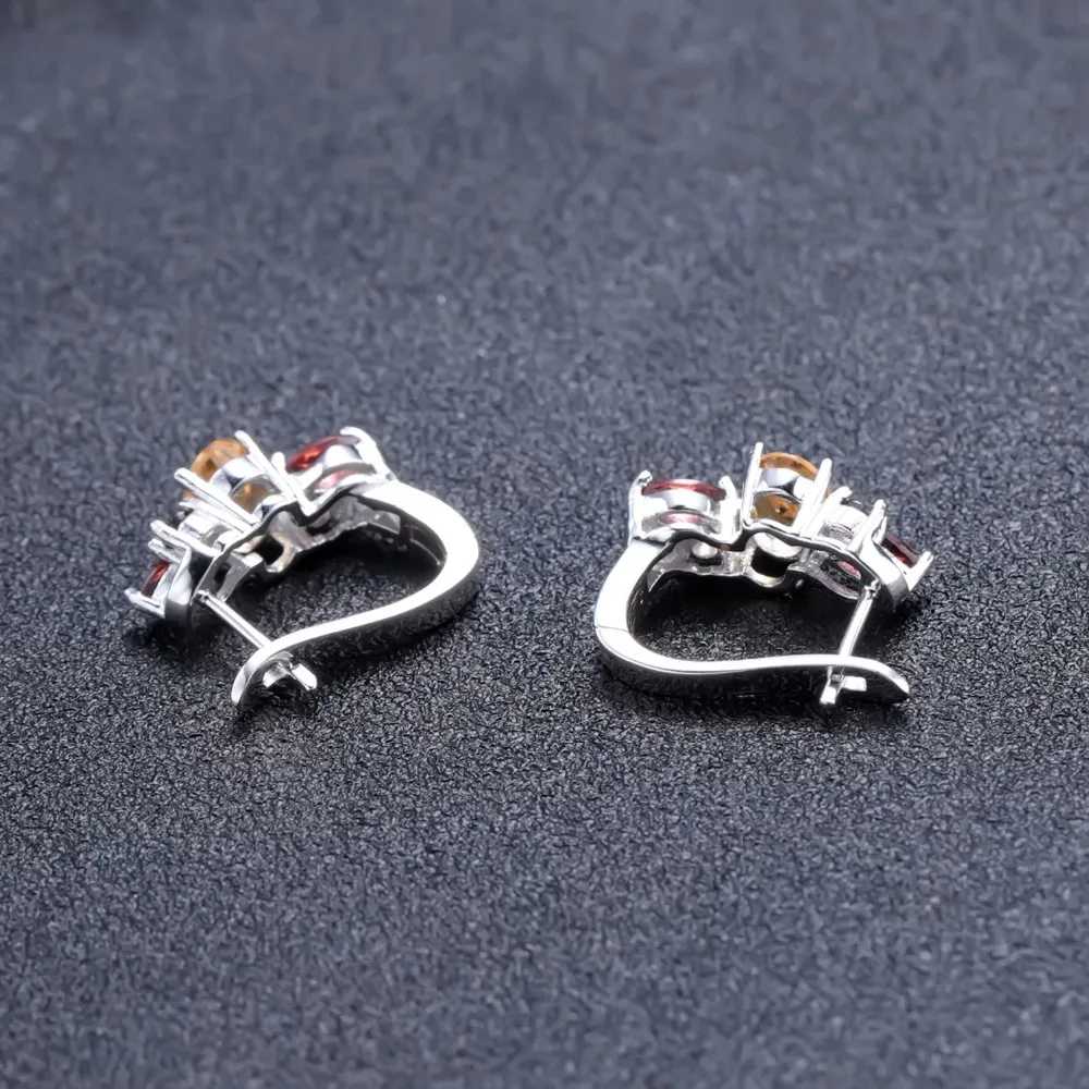 Серьги кольца из серебра 925 пробы с натуральным Цитрином|Ювелирные наборы| |