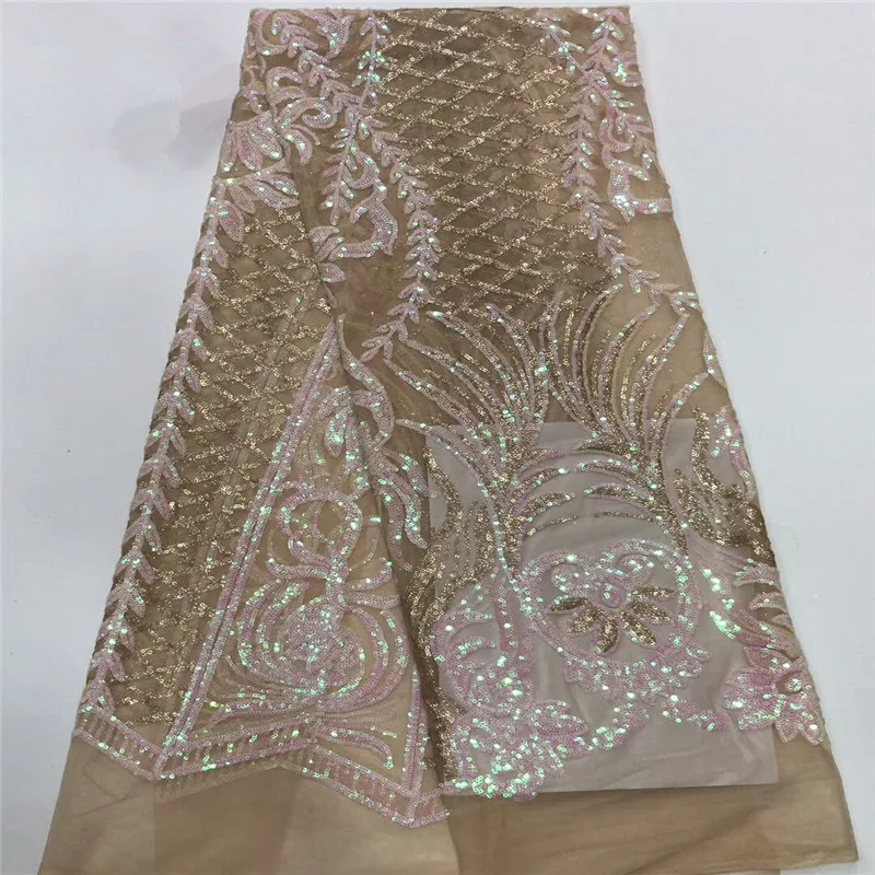 

African Lace Fabric 2019 High Quality Lace Sequins Fabric French Nigerian Lace Fabric Embroidery for Wedding dress Lace bh2-31