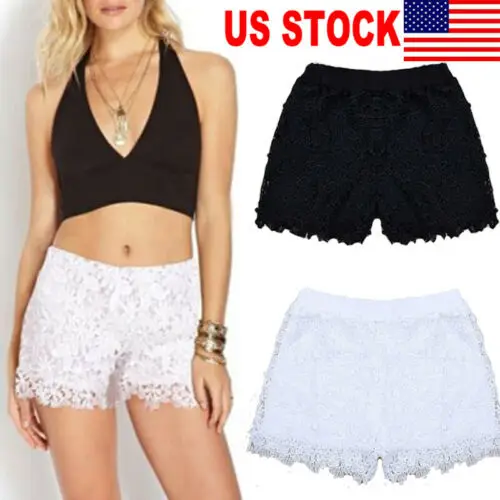 

2019 Fashion Ladies Women Casual High Waisted Short Hot Shorts Lace Floral