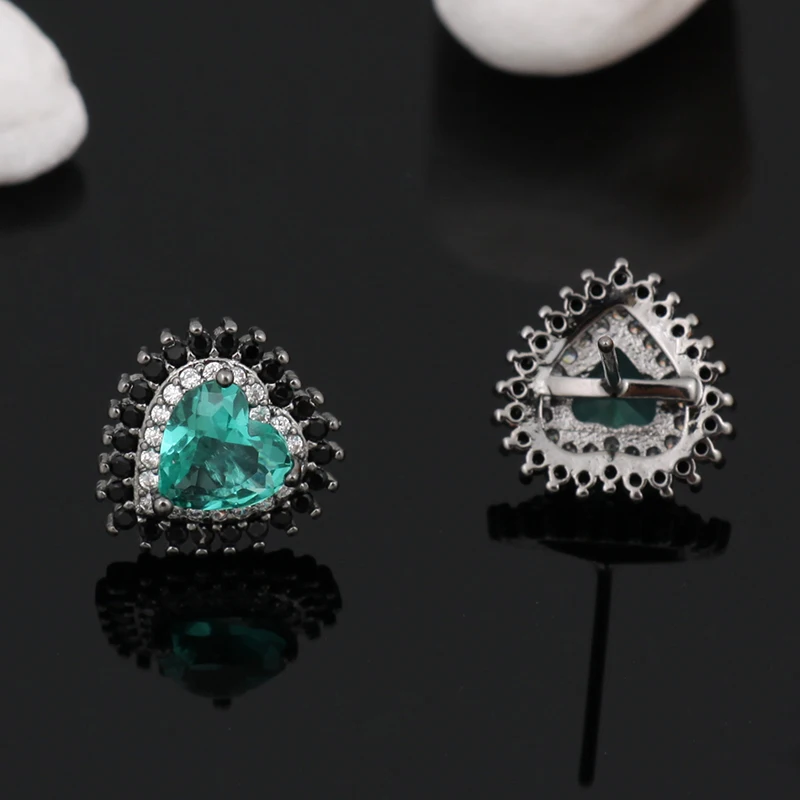 Чешский Сердце Серьги Стержня Винтаж Индийский Горный Хрусталь Заявление