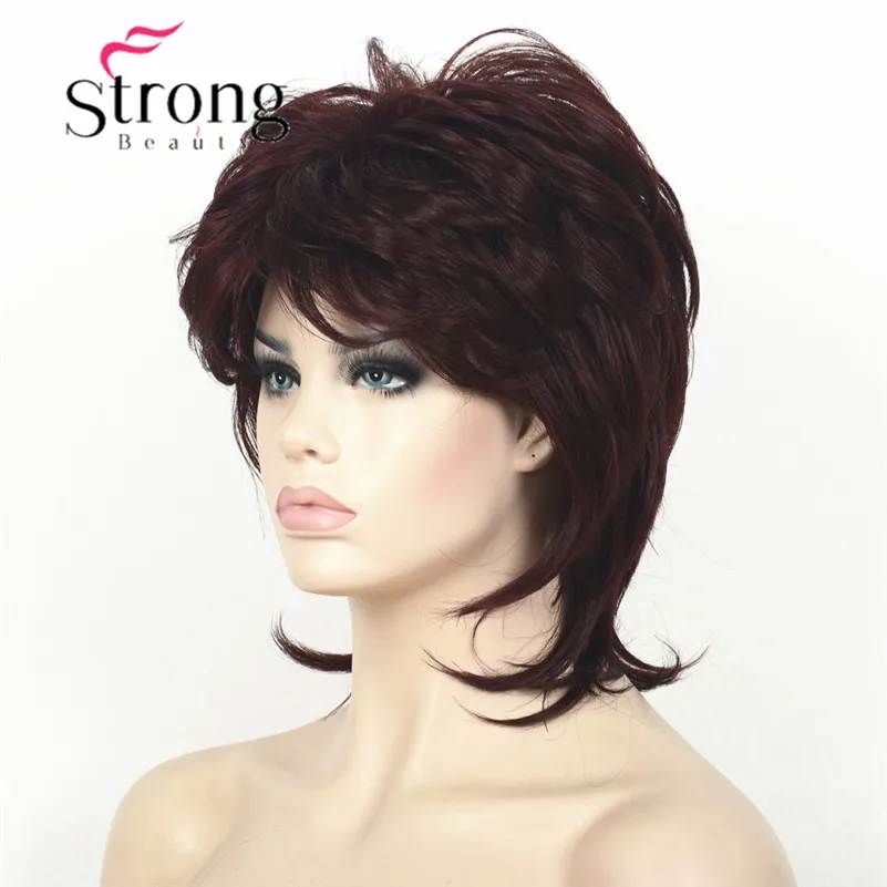 StrongBeauty короткий пушистый слоистый светильник коричневый высокий светильник ed Классический колпачок полный синтетический парик женские волосы парики