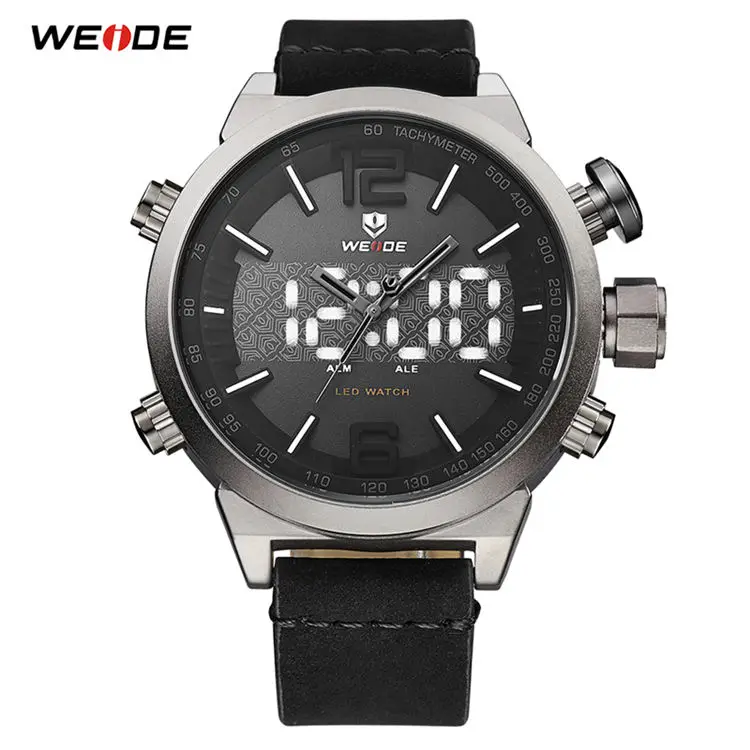 WH6101-3C WEIDE мужские спортивные брендовые цифровые авто часы с будильником, кожаный ремешок, задний светильник, кварцевые часы с несколькими часовыми поясами, наручные часы, мужские часы - Цвет: WH6101-3C