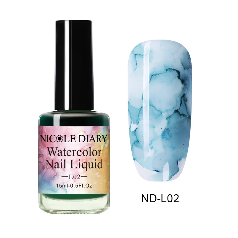 15ml ND02 NICOLE DIARY 15 мл Лак для ногтей Цветущий гель для ногтей акварельные чернила эффект дыма смазывание пузырь лак для творчества Маникюр украшения - Цвет: 15ml ND02