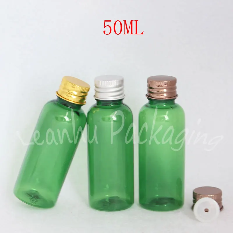 

50 мл зеленая круглая пластиковая алюминиевая крышка от бутылки, 50CC пустой косметический контейнер, тонер/лосьон упаковочная бутылка (50 шт./лот)