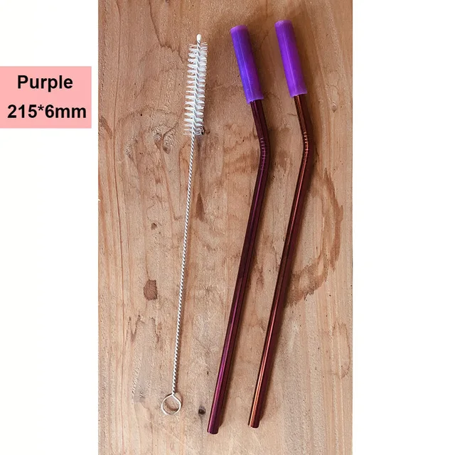 2Pcs-Purple A1 4 шт./компл. многоразовые Нержавеющая сталь питьевой набор соломинок с силиконовыми наконечниками и щеточка для чистки металла соломинки для 30oz 20oz стаканы - Цвет: 2Pcs-Purple A1