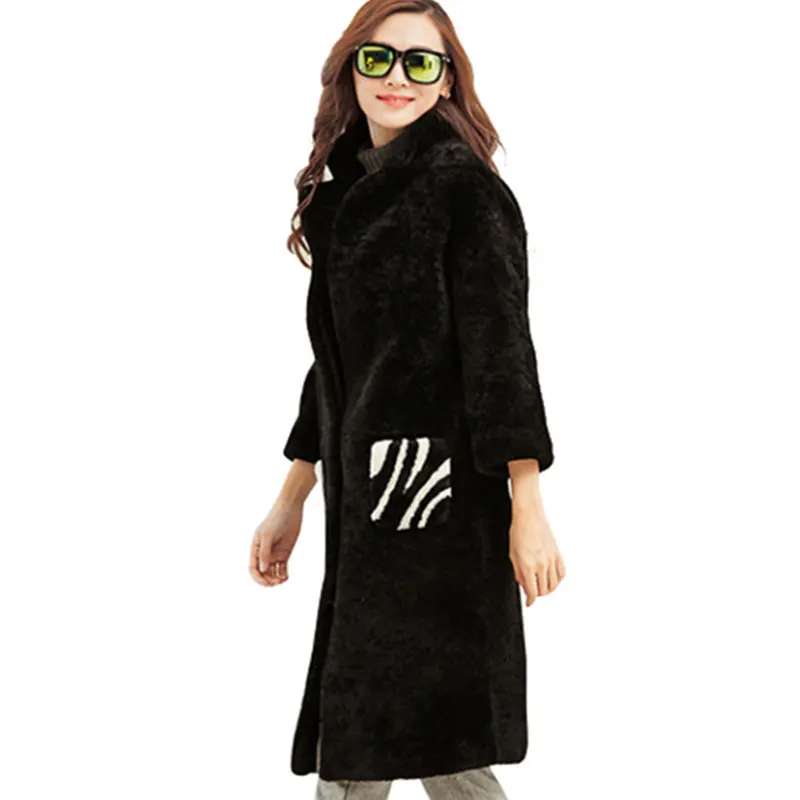 2017 зимние Для женщин Шуба дамы с длинным рукавом теплые куртки мода