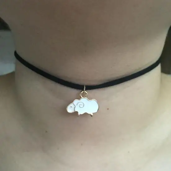 Женские бархатные ожерелья na236 в стиле панк из черной кожи белые и синие овечьей