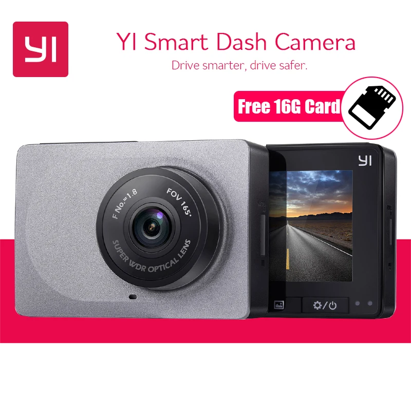[International Edition] YI Smart Dash Camera Full HD 1080P 60fps Car DVR Cam with G Sensor Night Vision ADAS Registrator|dash camera|camera full hd