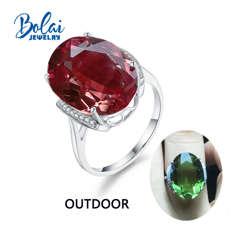 

Bolaijewelry,Zultanite rings 925 sterling sliver created Color Change gemstone oval 13*18mm 12.1ct elegant design birthday gift
