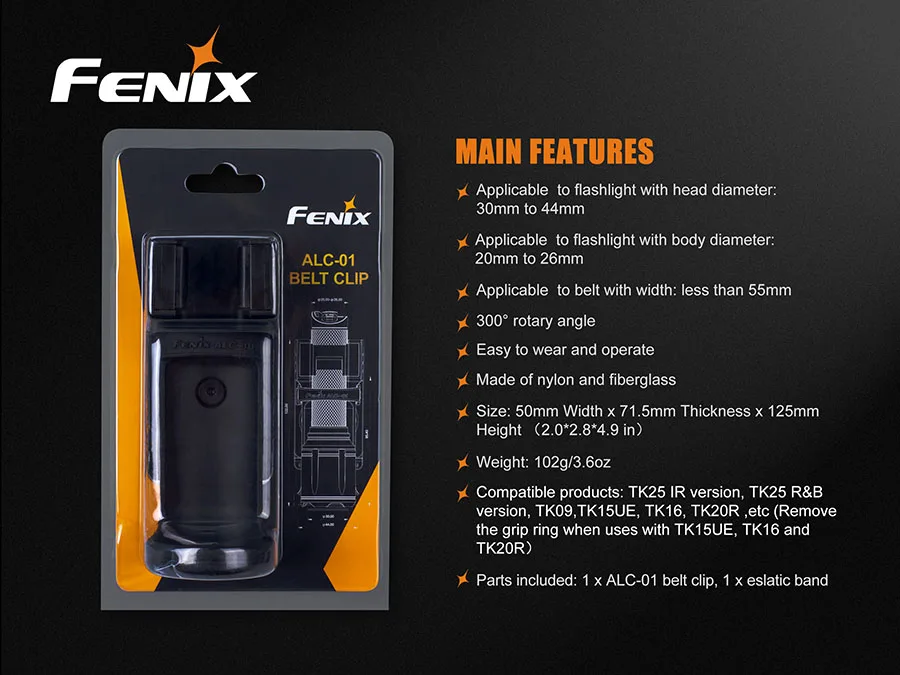Новинка 2018 фонарики Fenix ALC 01 с быстроразъемным зажимом для ремня|nitecore srt6|led flashlightcree