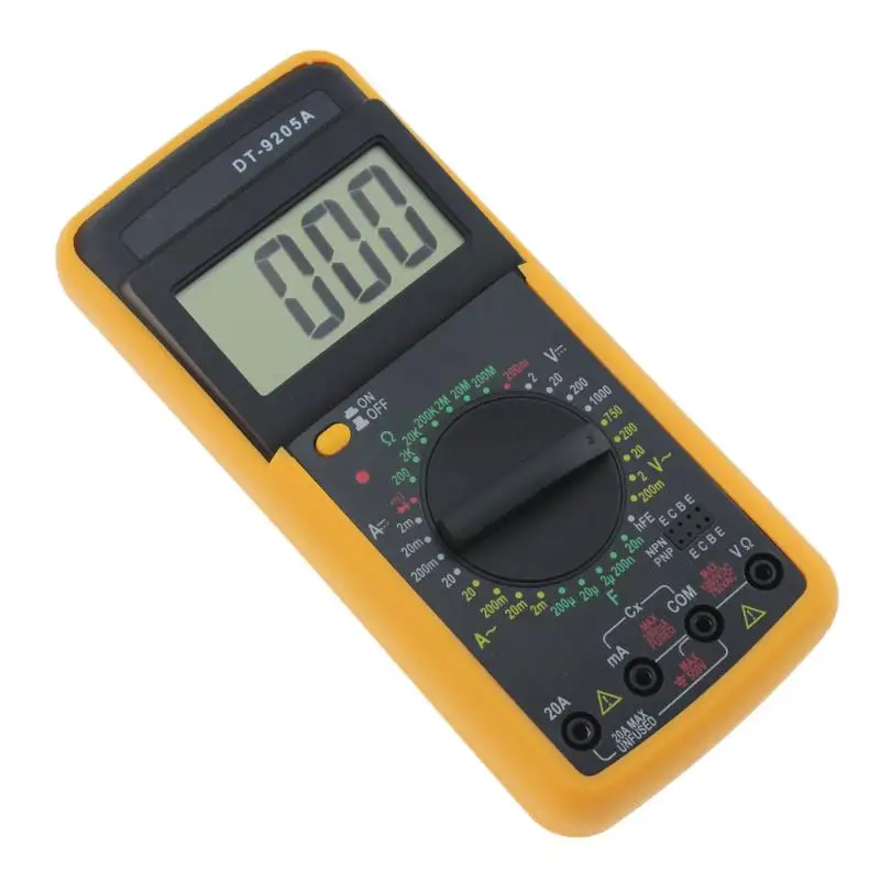 Цифровой DT-9205A мультиметр с ЖК-дисплеем AC/DC Амперметр тестер сопротивления емкости