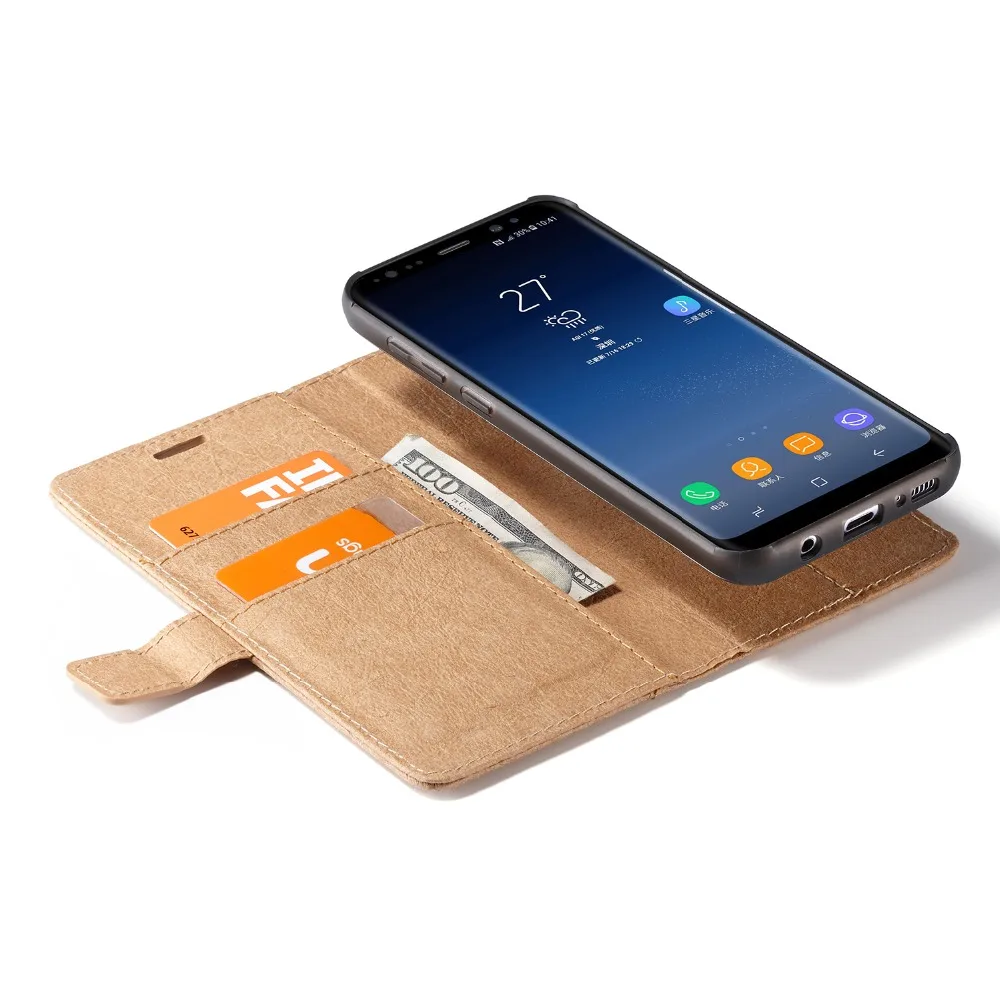 WHATIF кошелек с кармашком для карт чехлы телефонов Samsung Galaxy S8 G950F чехол + Plus Кожаные