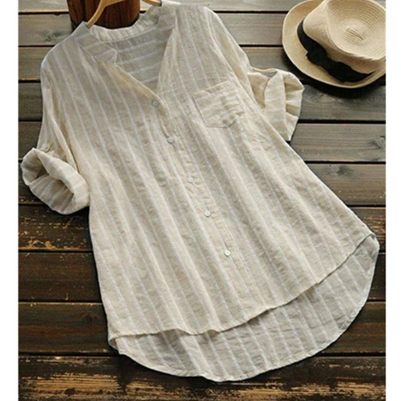 Для женщин Винтаж в полоску на пуговицах с карманами вечерние платье короткий