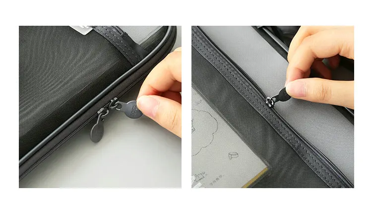 Creative Nylon Mesh Document Bag Portable Briefcase Double Pouch File Bag For Documents